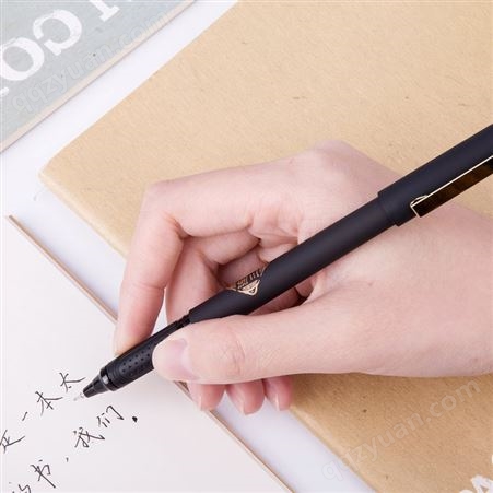 得力S109连中三元考试中性笔水笔黑笔全针管0.5mm黑签字笔碳素笔