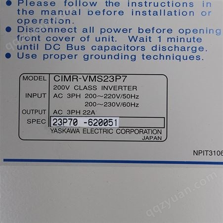 安川CIMR-VMS23P7变频器进口设备可提供维修服务