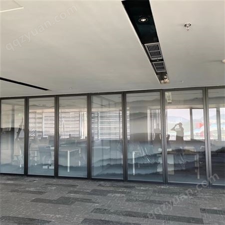 高堂 写字楼办公室钢化玻璃活动隔断 可伸缩移动折叠屏风