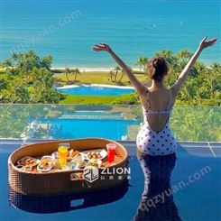 巴厘岛游泳池 漂浮早餐托盘水上藤编篮子婚纱摄影拍照道具ins网红
