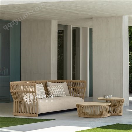 户外创意藤编家具庭院花园室外露台编绳沙发茶几组合露天阳台桌椅
