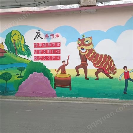 乡村街道美化彩绘 幼儿园墙面涂鸦 丙烯材质可定制