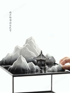 创意陶瓷假山小摆件微景观鱼缸造景玄关新中式茶桌装饰品禅意摆设