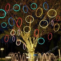 led发光许愿环彩灯造型灯户外防水工程亮化圆圈灯挂树上的装饰灯