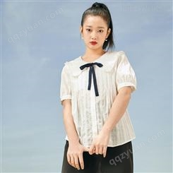 清仓尾货服装 夏季新款新品娃娃领甜美衬衫女设计感小众衬衣